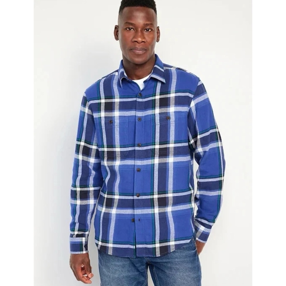 Old Navy Blue Plaid Men's Shirt, XL